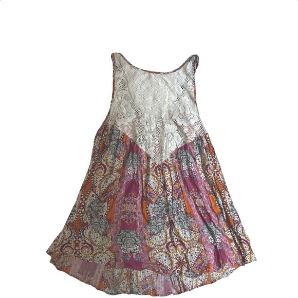 Free People Medium Count Me In Trapeze Mini Dress Tunic Top Floral Paisley Pink - Picture 2 of 6